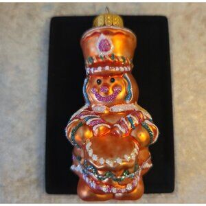 Drummer Glass Gingerbread Man Christmas Ornament In Case 3 Inches Tall